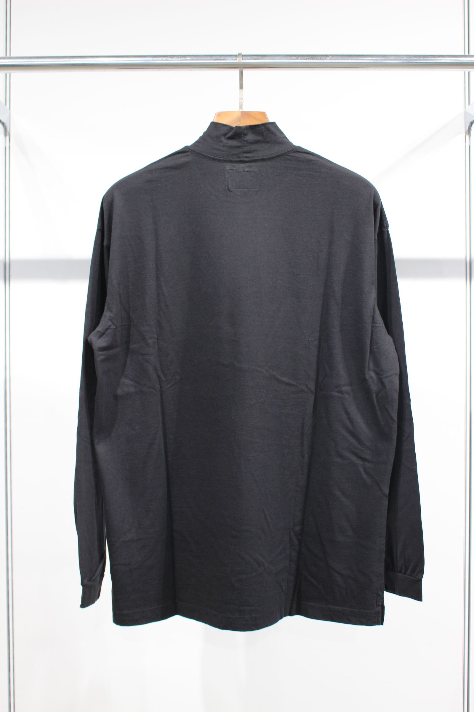 CASHMERE BLENDED MOCK NECK L/S TEE/BLACK