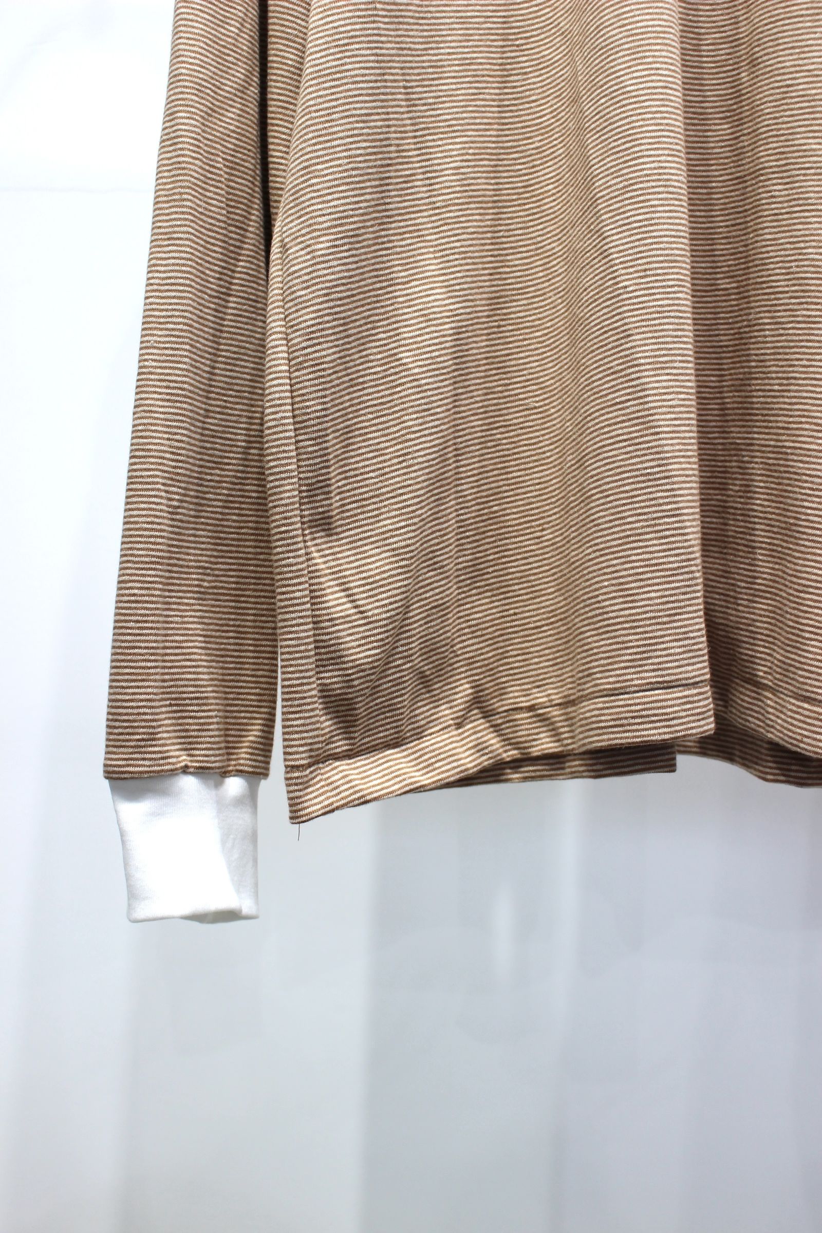 [ラスト1点] COTTON HEMP BORDER L/S TEE | BROWN | カットソー