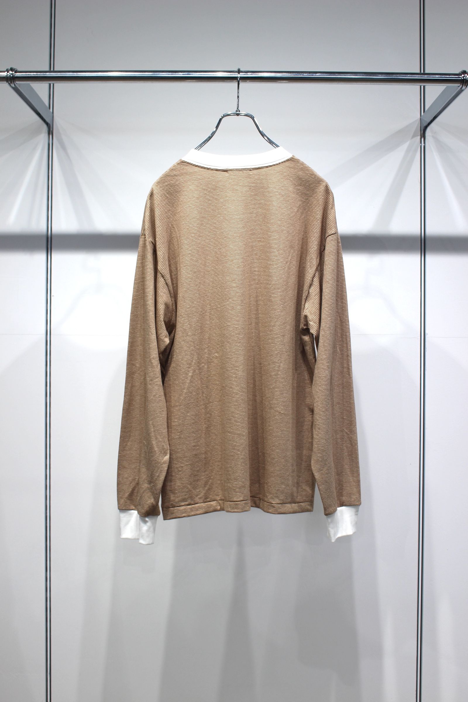 [ラスト1点] COTTON HEMP BORDER L/S TEE | BROWN | カットソー