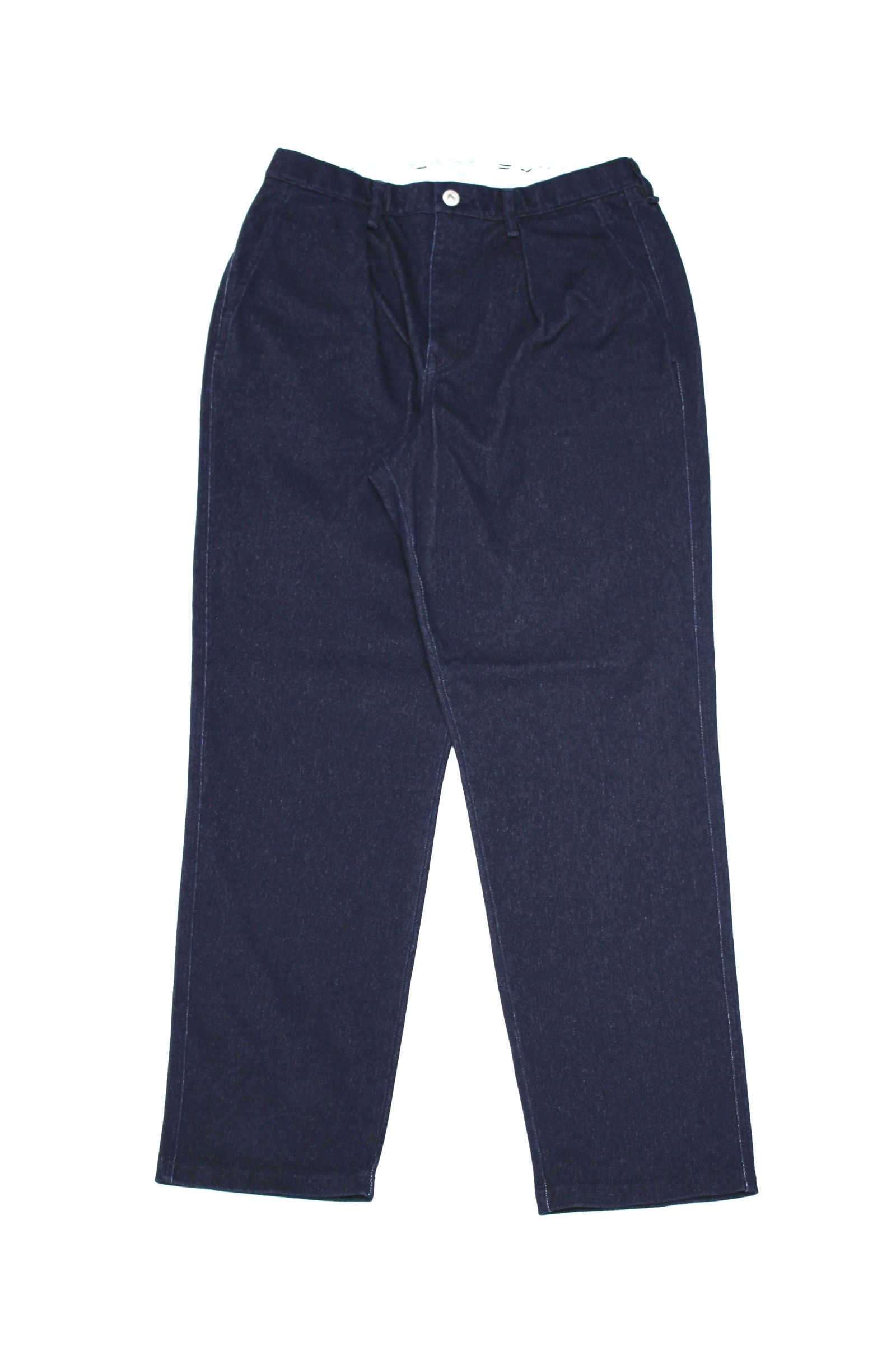 INDIGO 1TUCK EZ TAPERED SLACKS “ONE WASHED”/ニットデニムパンツ
