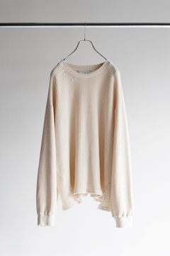 DAMAGE HEAVY WAFFLE OVERSIZED LS T-SHIRT/IVORY