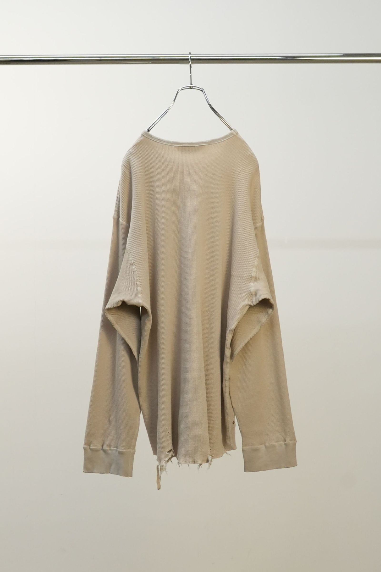 DAMAGE WAFFLE CREW LS T-SHIRT | GREIGE | ダメージワッフル