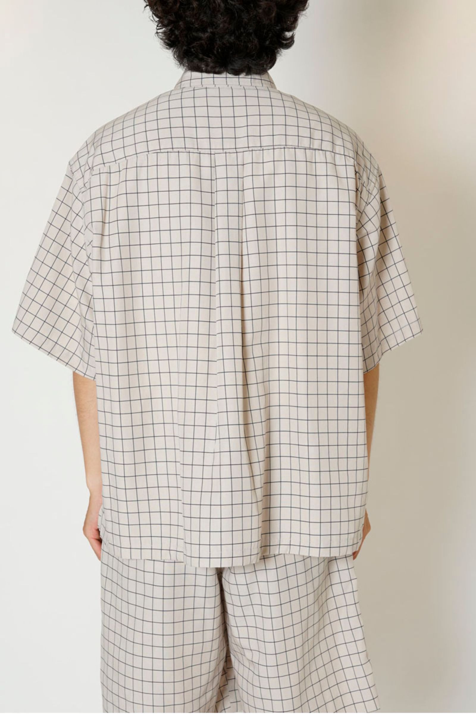 UNIVERSAL PRODUCTS - LINEN WINDOWPANE CHECK S/S SHIRT/D.NAVY | NapsNote