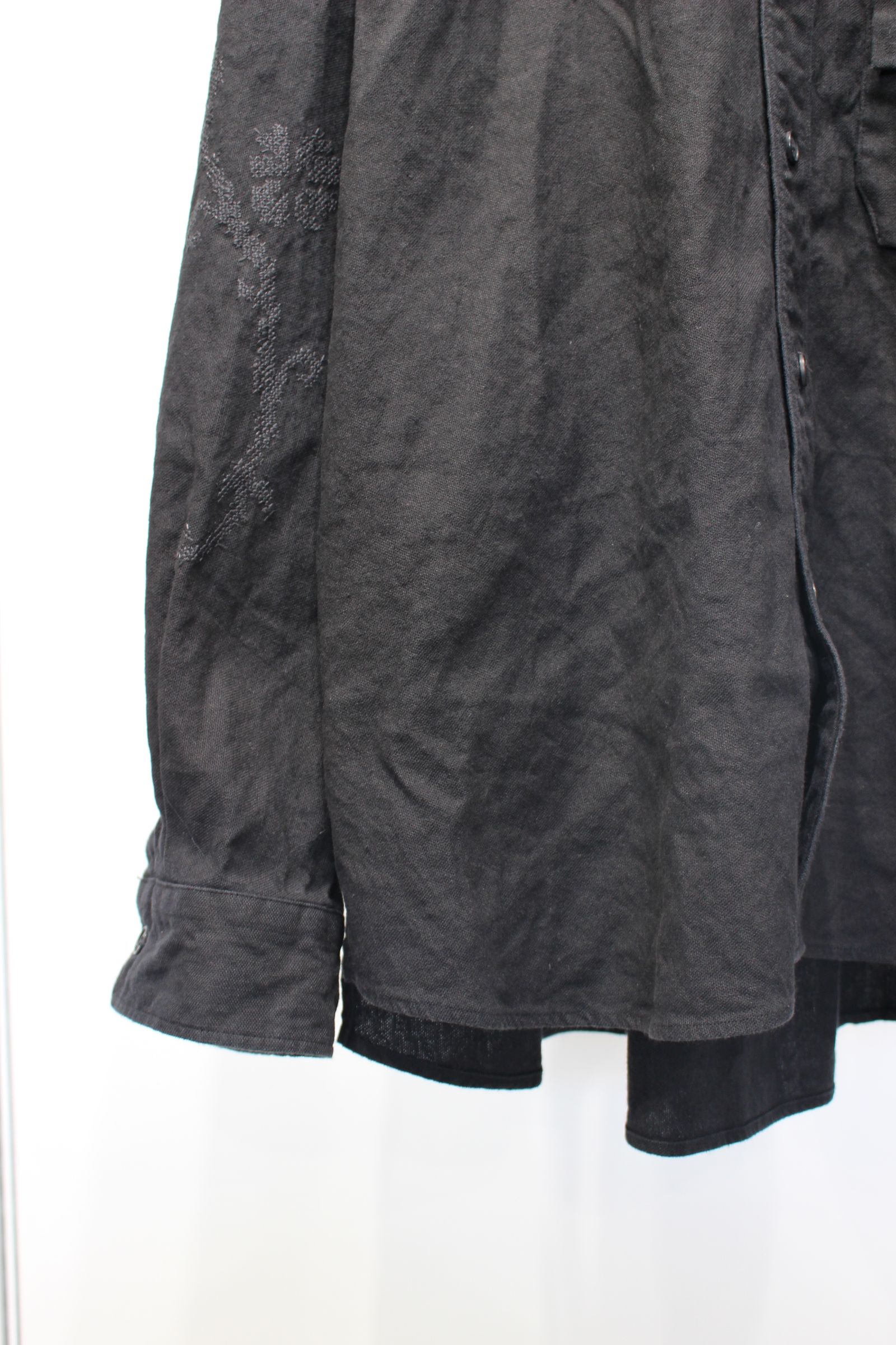 [ラスト1点] L/C NEP FLOWER EMBROIDERY OVER SHIRT | BLACK | オーバーシャツ