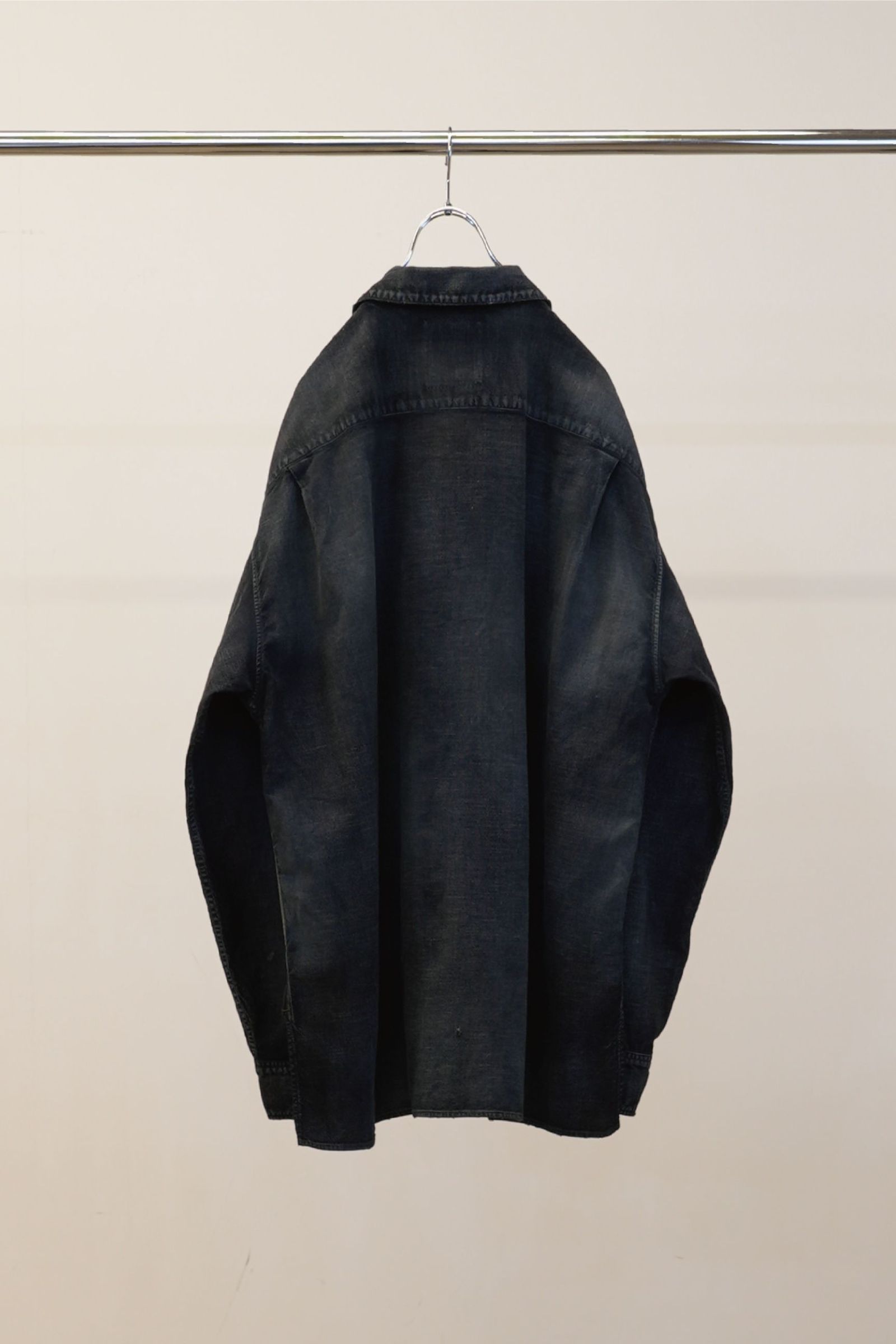 BRUSHSTROKE AGING SHIRT | BLACK | シャツ