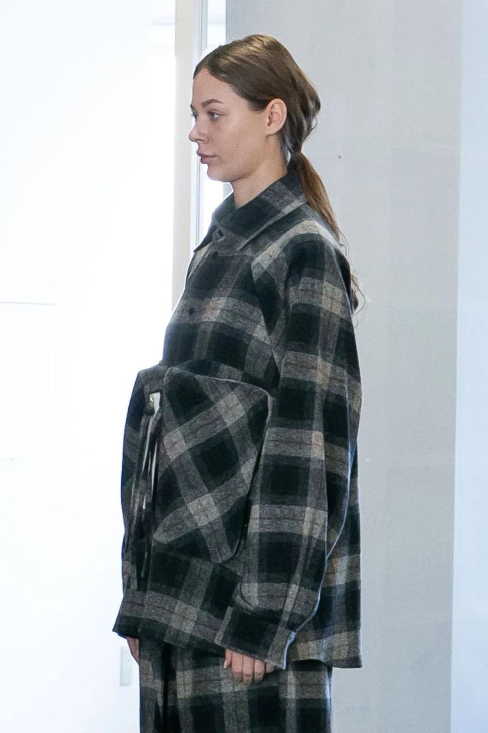 COTTON TWEED CHECK RAGLAN OVERSIZE SHIRT | GRAY | シャツアウター