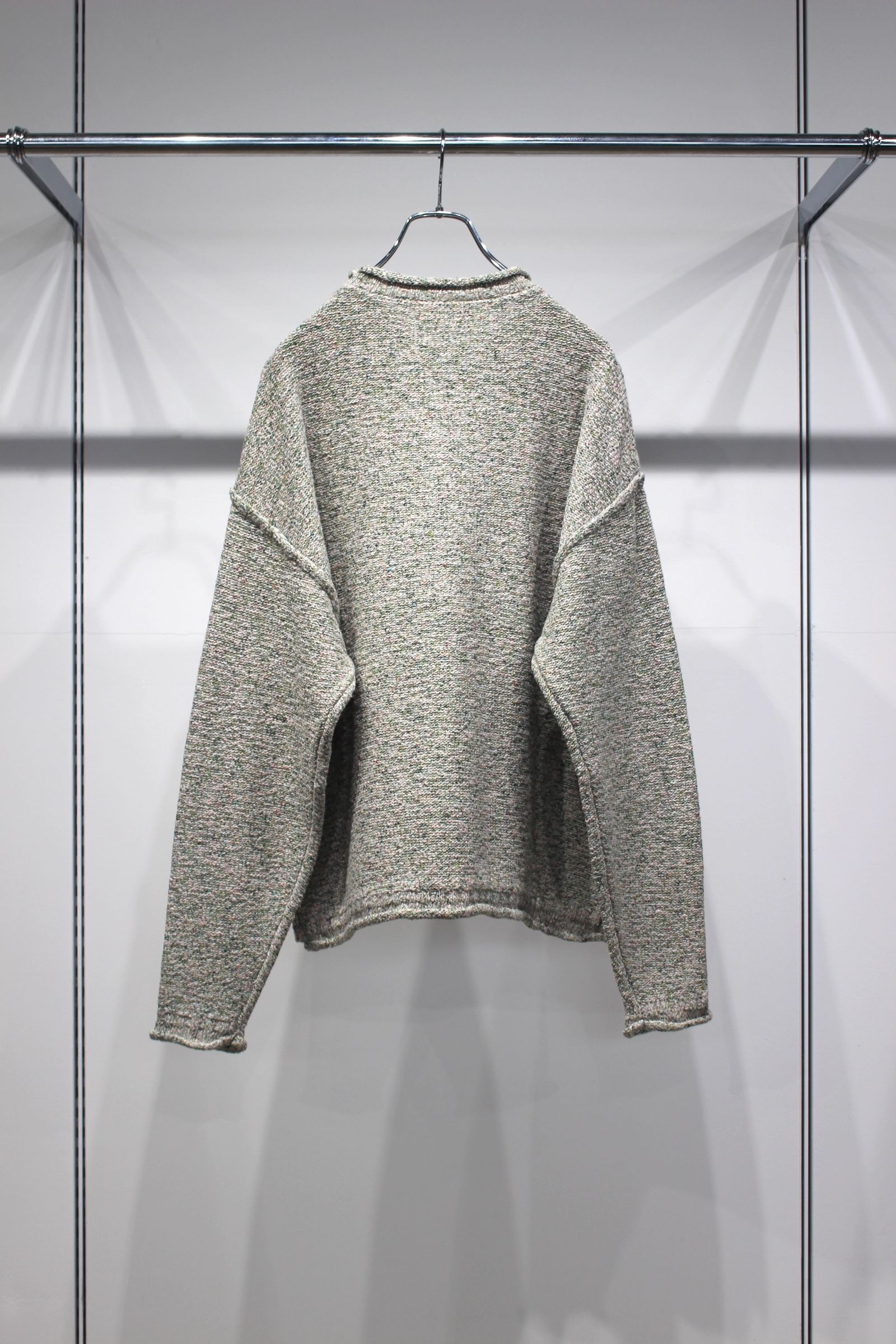 SHIFTED MELANGE KNIT PULLOVER : INSIDE OUT | MINT | ニット