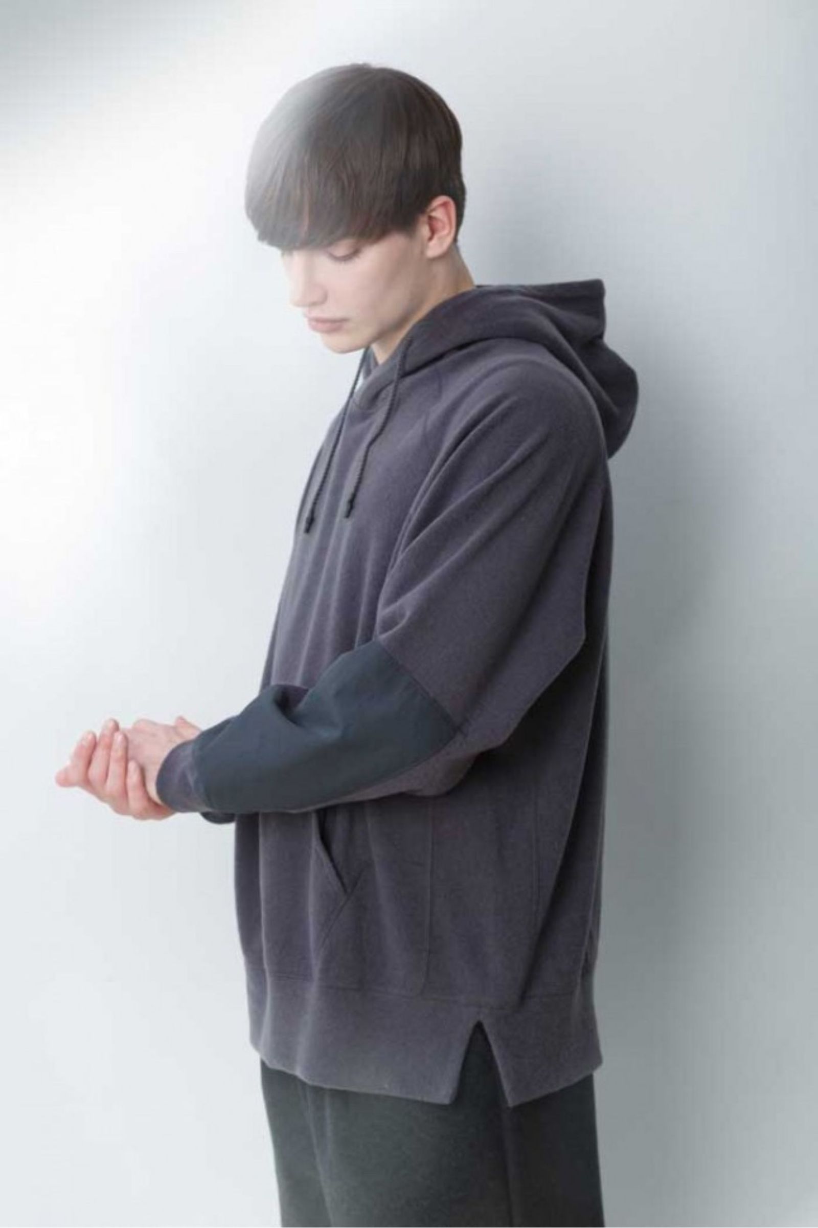 WOOL FLEECE HOODIE/MID GRAY