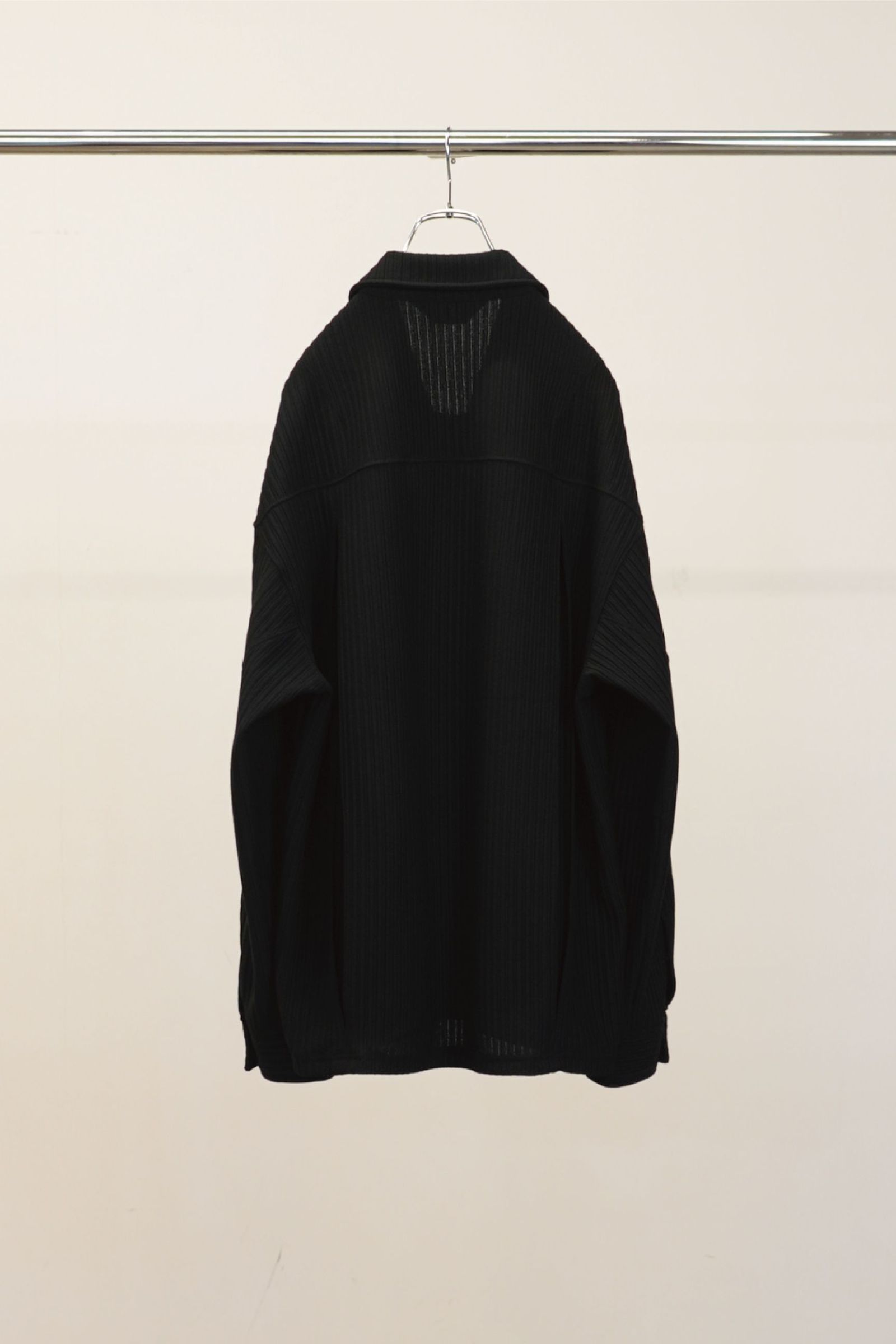 WRINKLED STRIPE SHIRT | BLACK | シャツジャケット