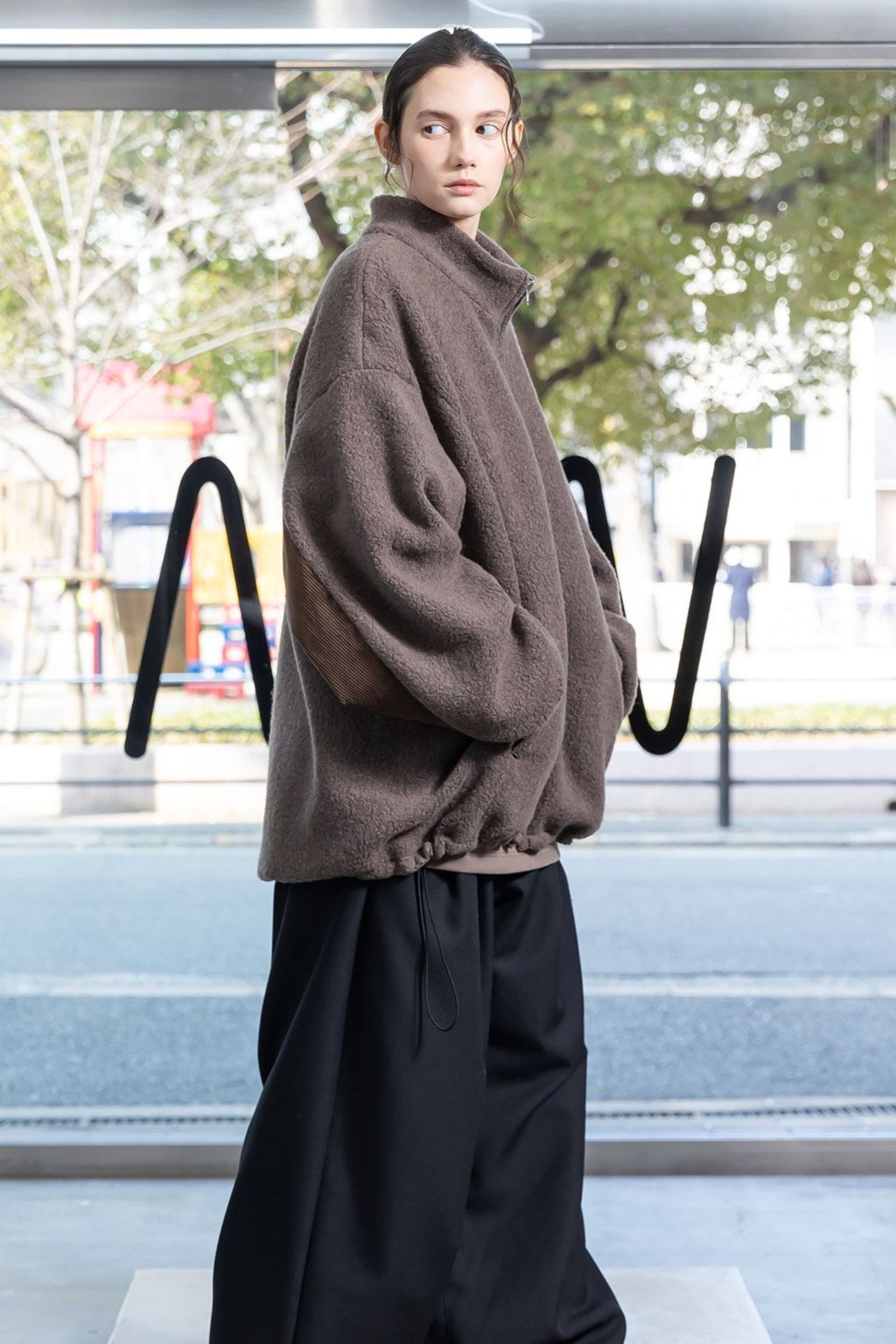 BISHU ANGORA PILE JERSEY Reversible Blouson/BROWN/ボアブルゾン