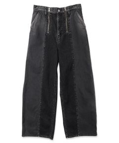 SWITCHING ZIP DENIM PANTS/デニムパンツ/ブラック