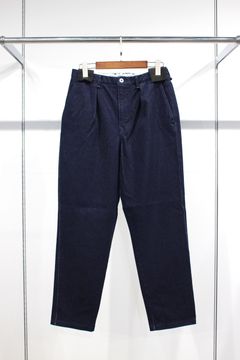 INDIGO 1TUCK EZ TAPERED SLACKS -ONE WASHED-/WASHED INDIGO