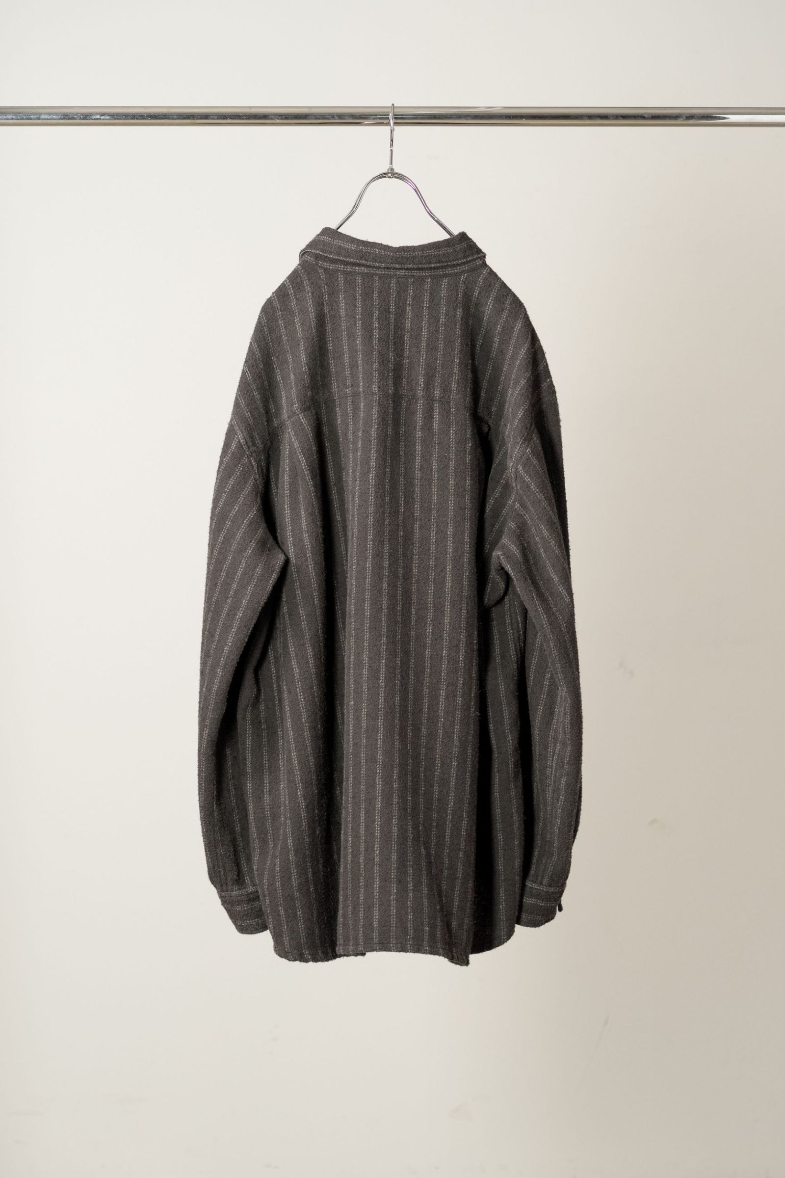 STRIPE BOXY WORK SHIRT | BLACK | シャツ
