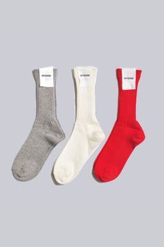 CASHMERE ORGANIC COTTON SOCKS | GRAY,WHITE,RED | ソックス