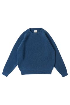 SHETLAND WOOL LOW GAGE CREW NECK KNIT/BLUE