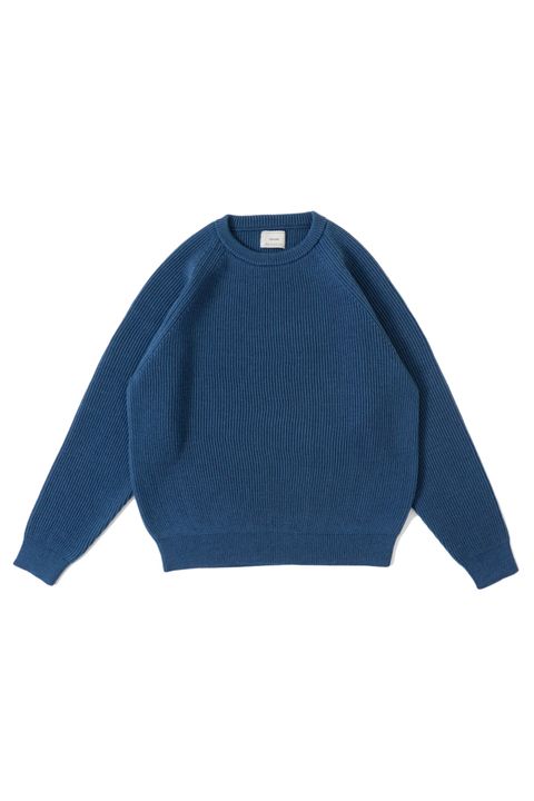 SHETLAND WOOL LOW GAGE CREW NECK KNIT/BLUE