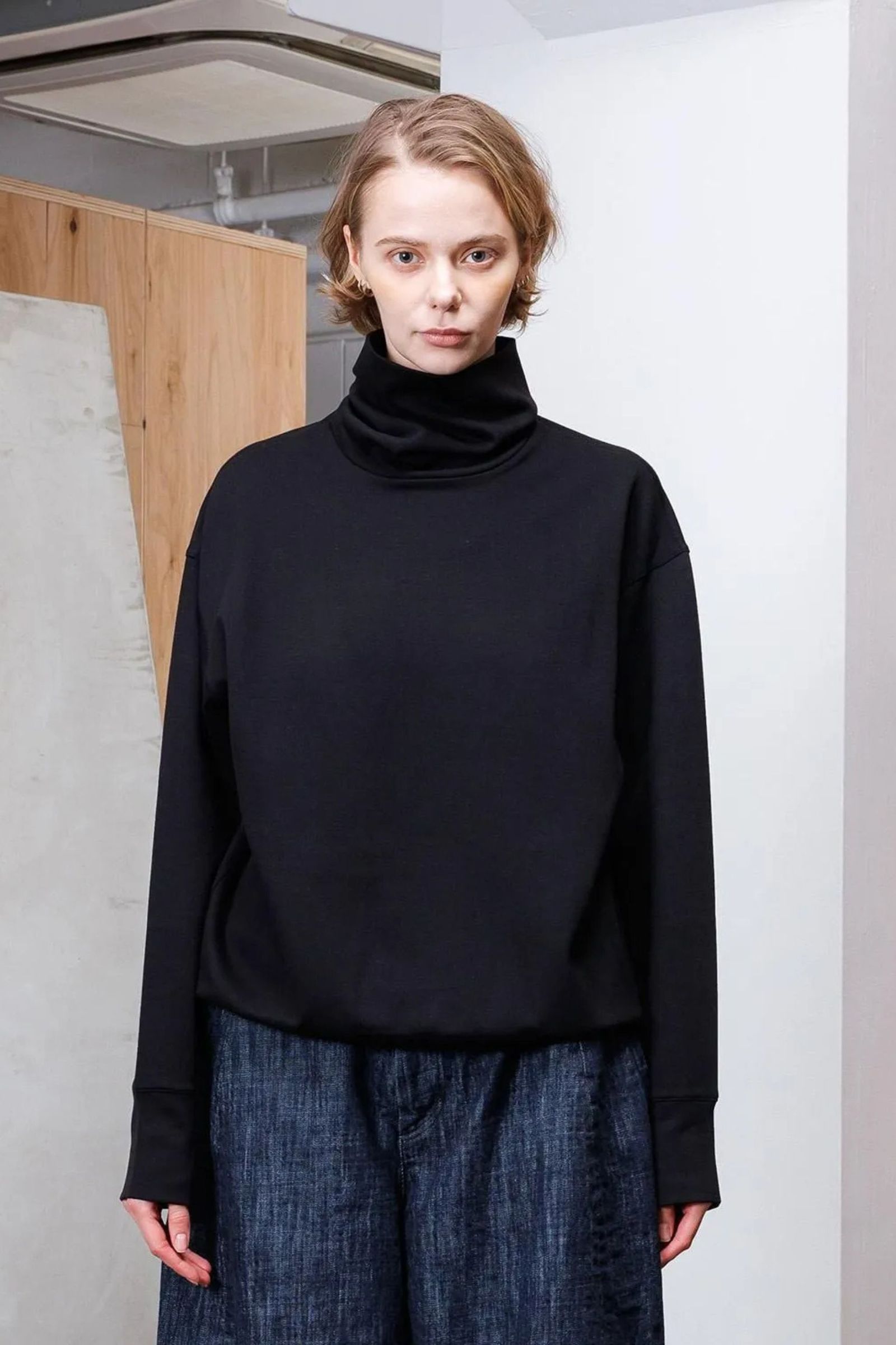 DUAL TOP Turtleneck | BLACK | カットソー