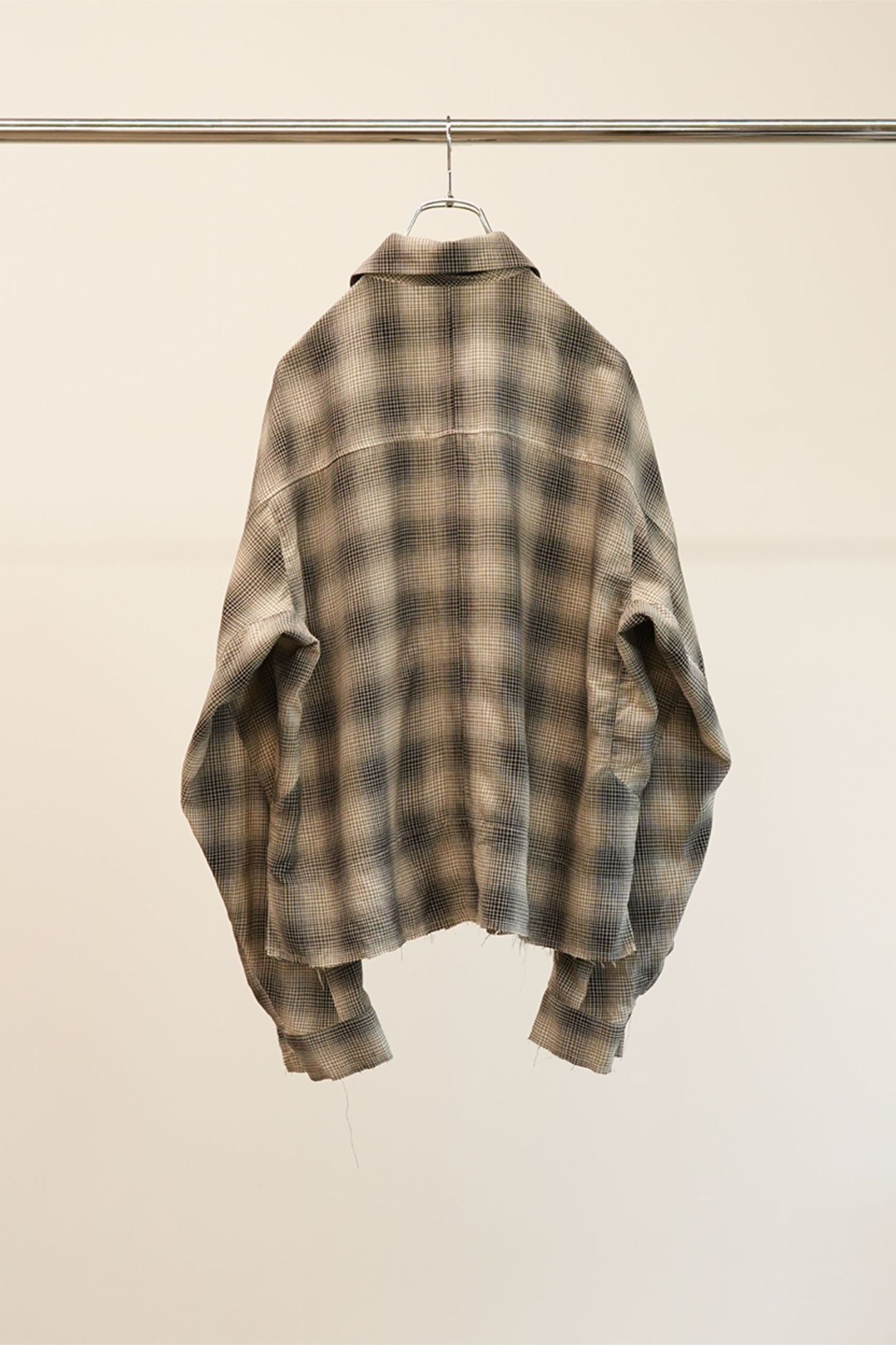 OMBRECHECK SHORT ZIPUP SHIRT | BROWN | ジップアップシャツ