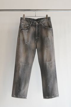 P/DAMAGE DENIM STRAIGHT 5P PANTS | BLACK | デニム