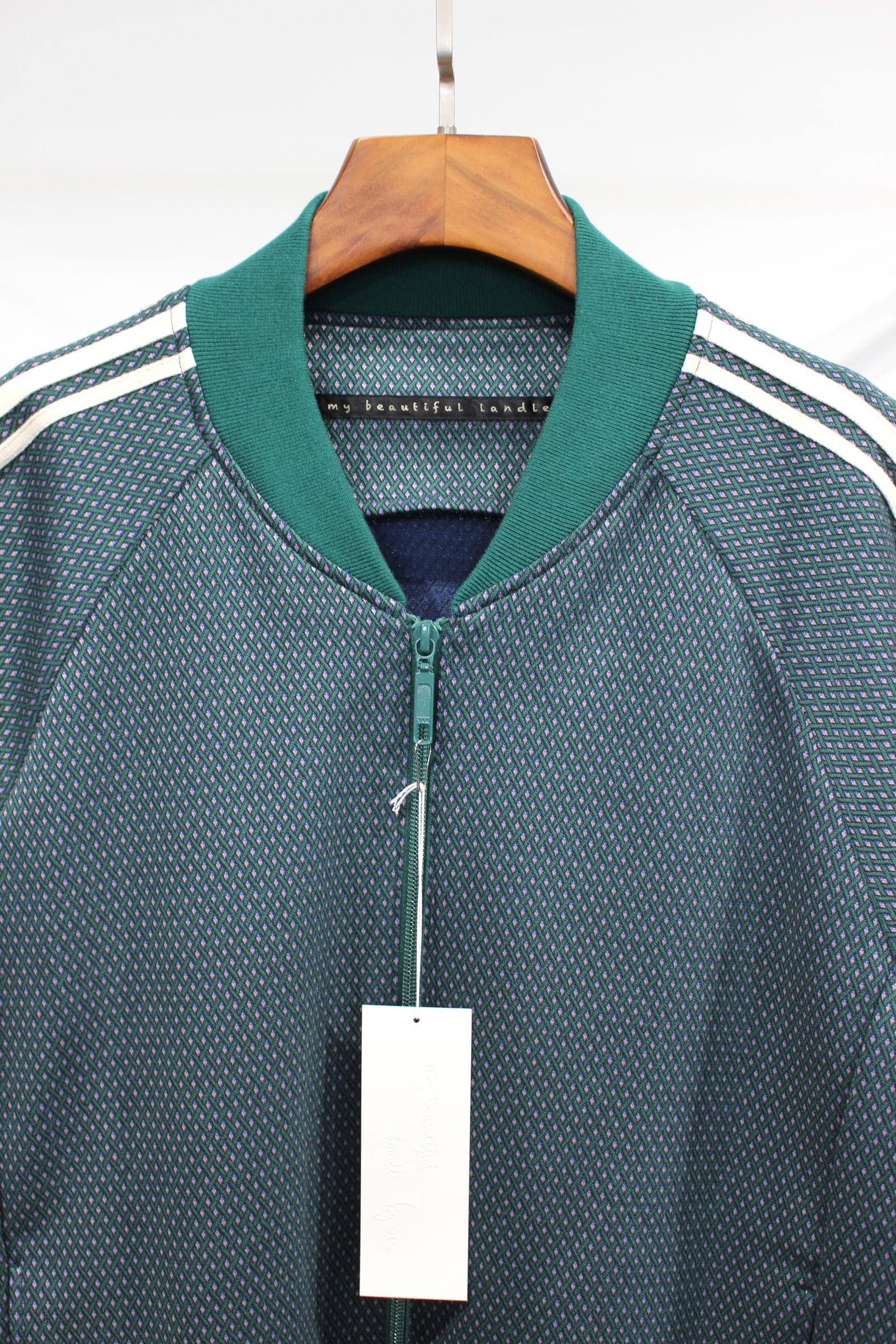 my beautiful landlet - JACQUARD CHECK JERSEY TRACK JACKET | GREEN | ジャージ |  NapsNote