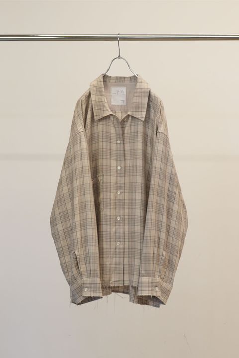 [ラスト1点] AGING RAYON CHECK SHIRT | BEIGE | シャツ