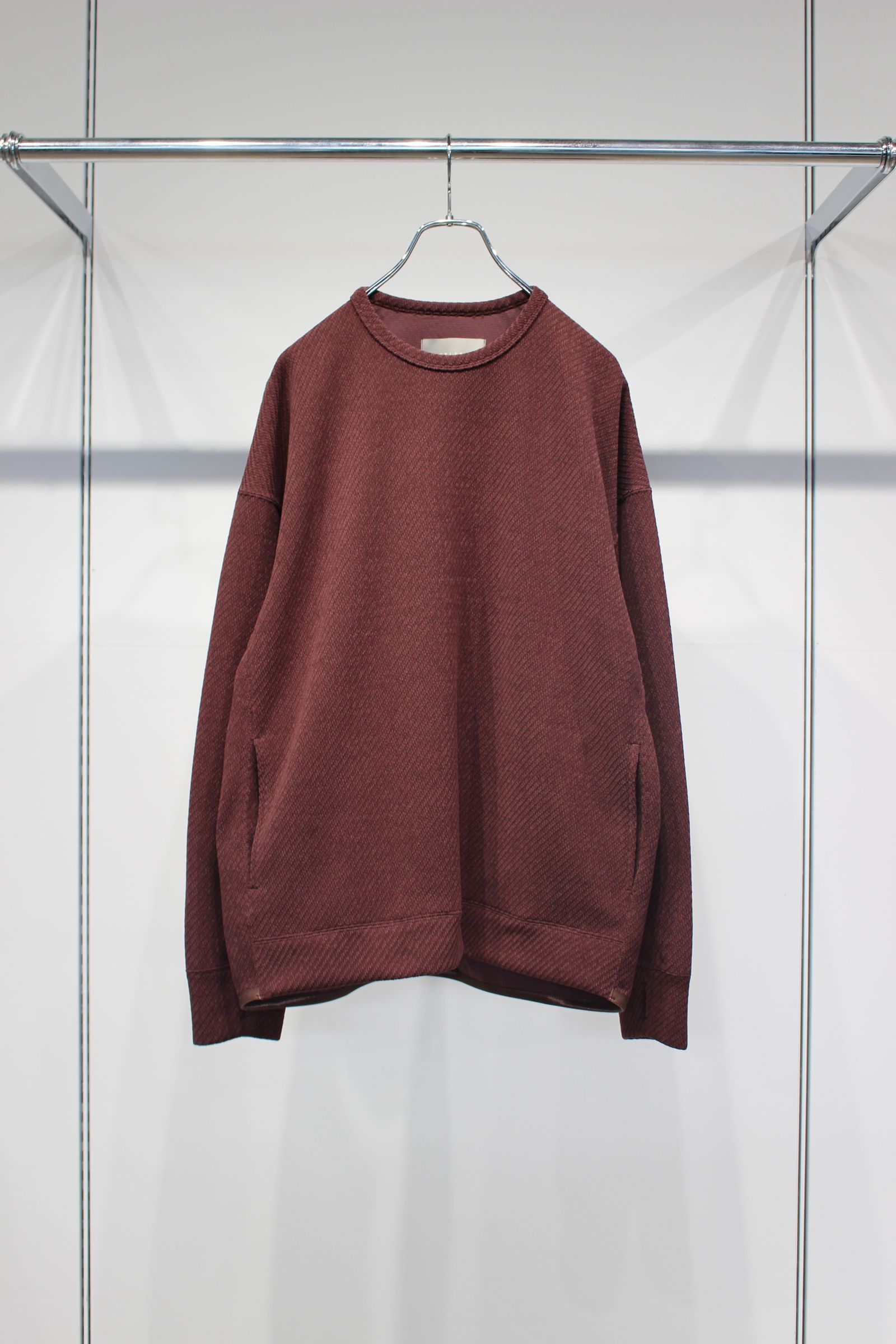 MOLLE YARN TWILL KNIT P/O | BORDEAUX | クルーネックプルオーバー