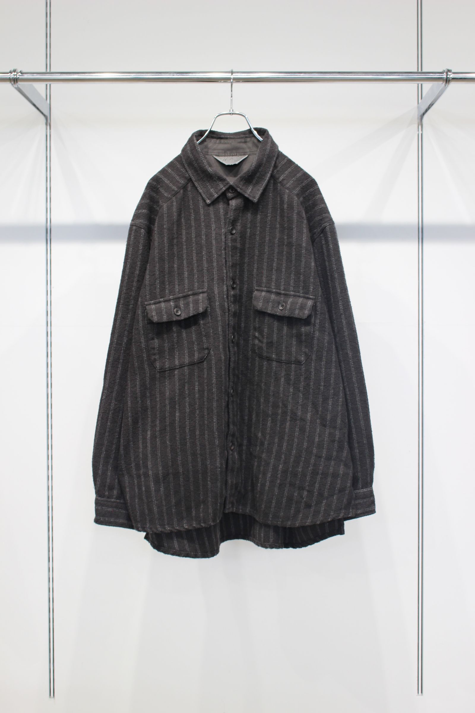 STRIPE BOXY WORK SHIRT | BLACK | シャツ