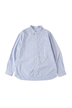 T.M. STRIPE REGULAR COLLAR L/S SHIRT/BLUE STRIPE