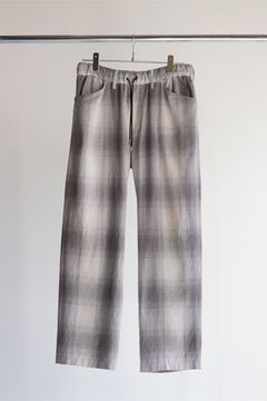 FLANNEL CHECK EASY SLACKS PANTS/IVORY-BLACK