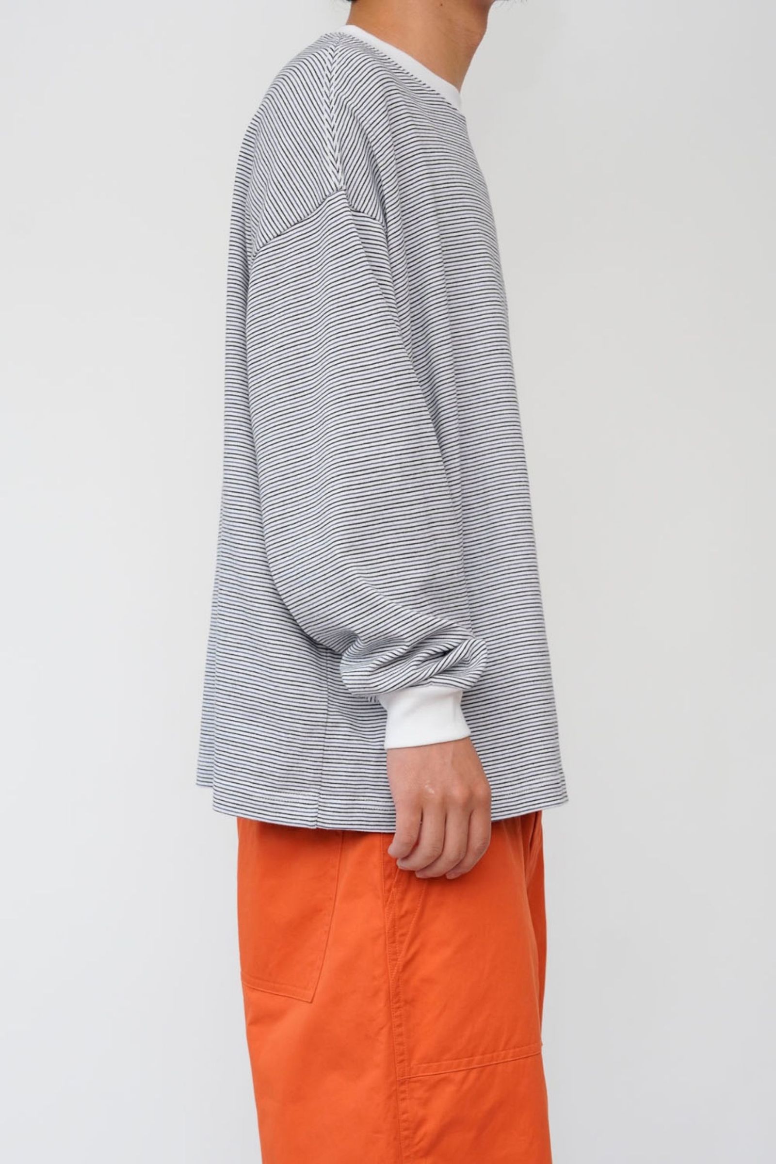 BORDER WIDE L/S T-SHIRT/WHITE