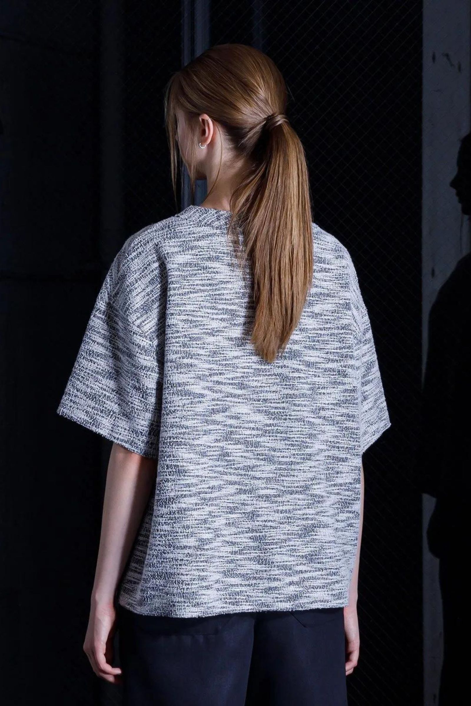 Tweed Jarsey Oversize T-Shirt | BLACK | カットソー