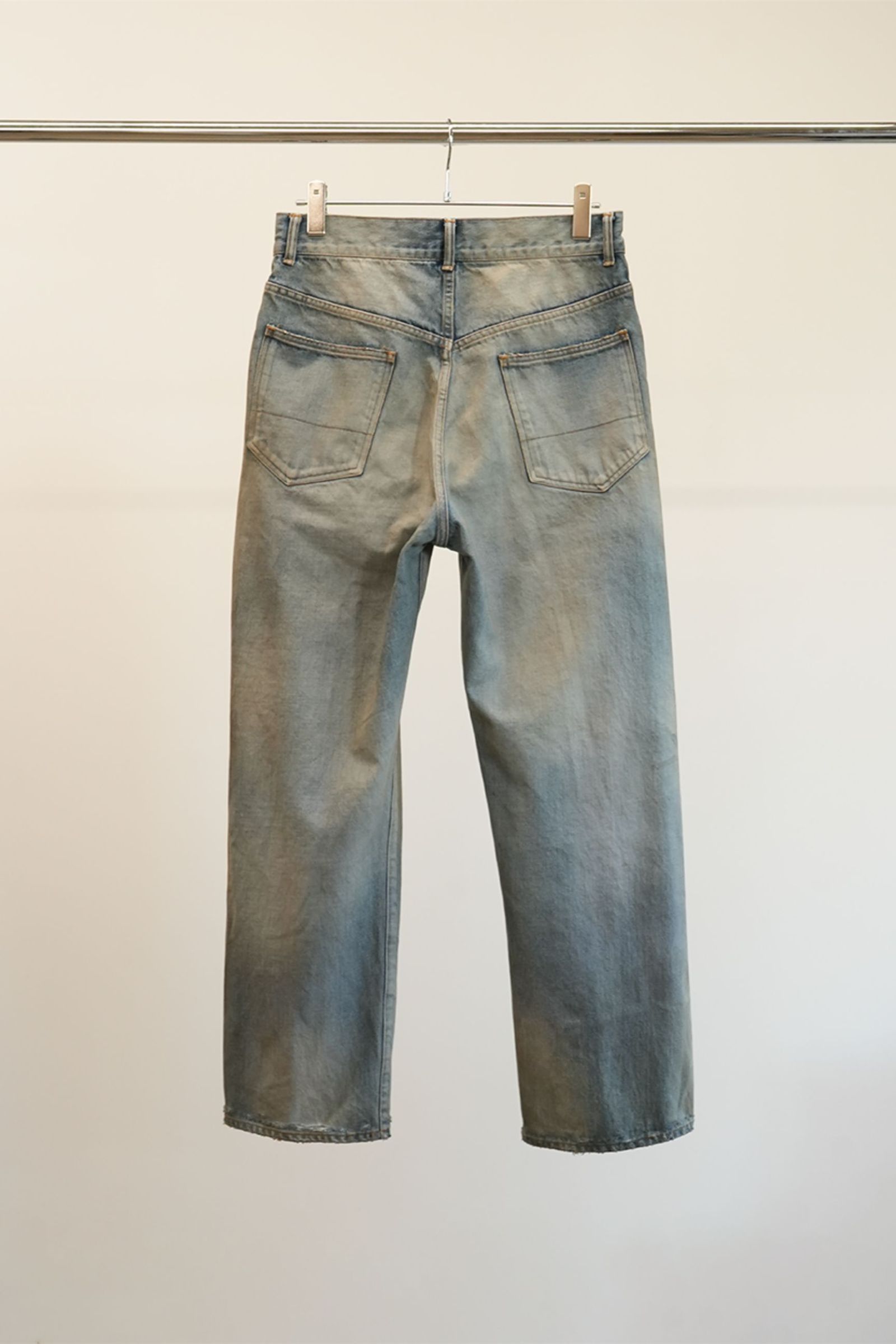 ANCELLM - USED STRAIGHT 5P DENIM PANTS | BLACK | デニム