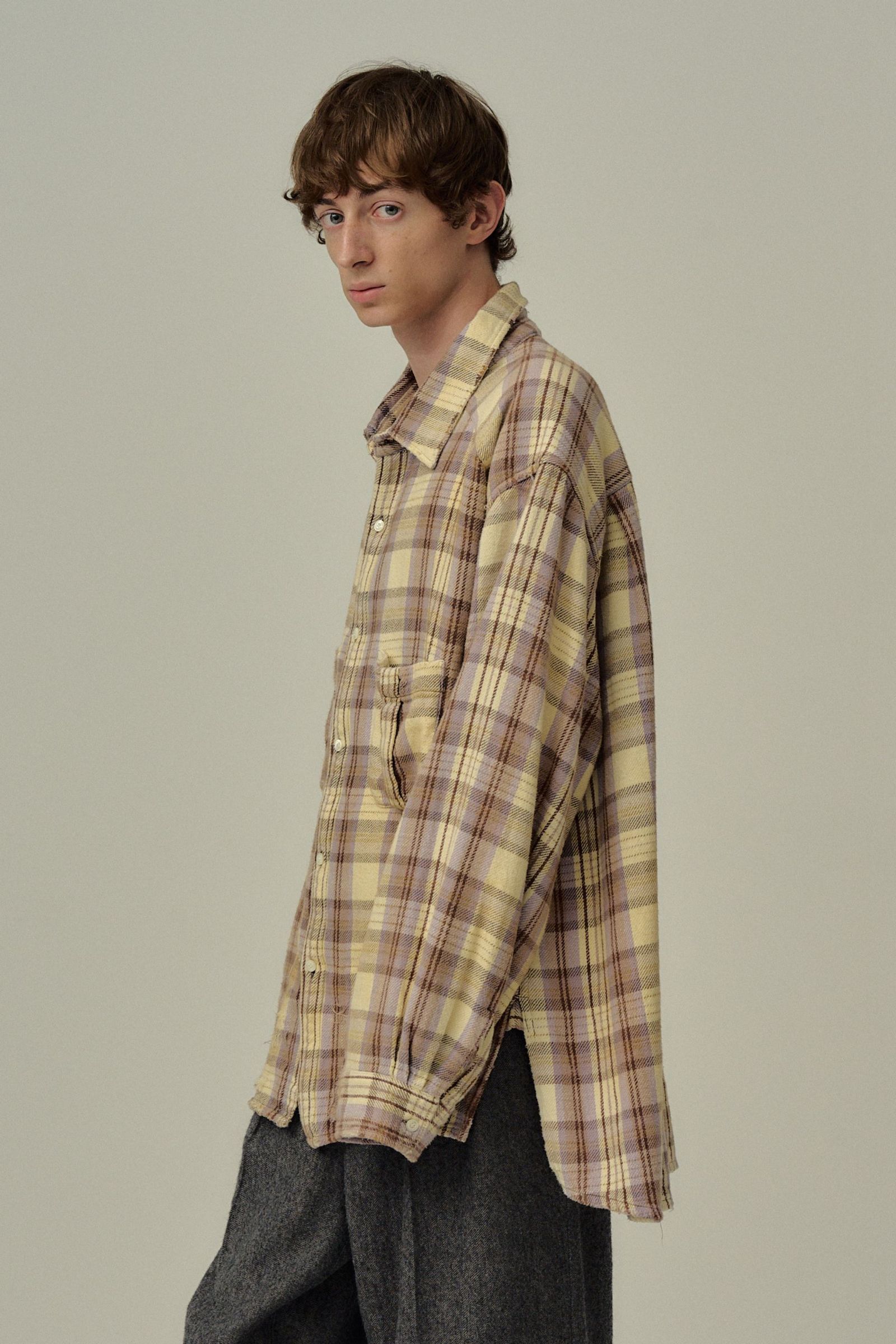 NEL CHECK OVER WORK SHIRT | IVORY | ネルシャツ