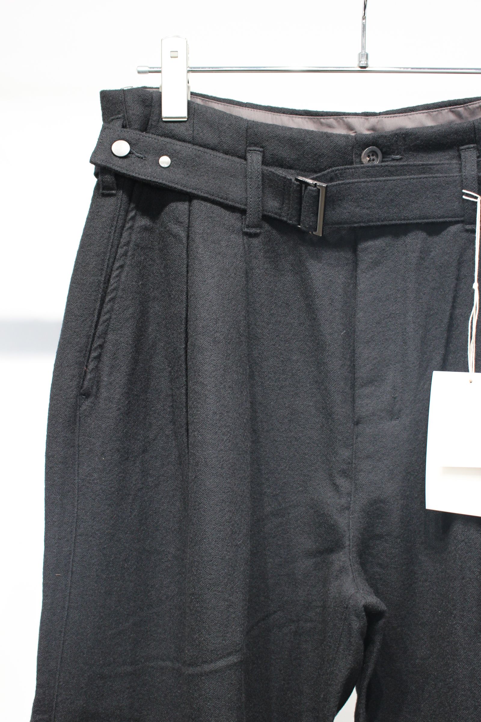 DOUBLE TAILORED JACKET | WOOL BELTED WIDE SLACKS | BLACK | セットアップ