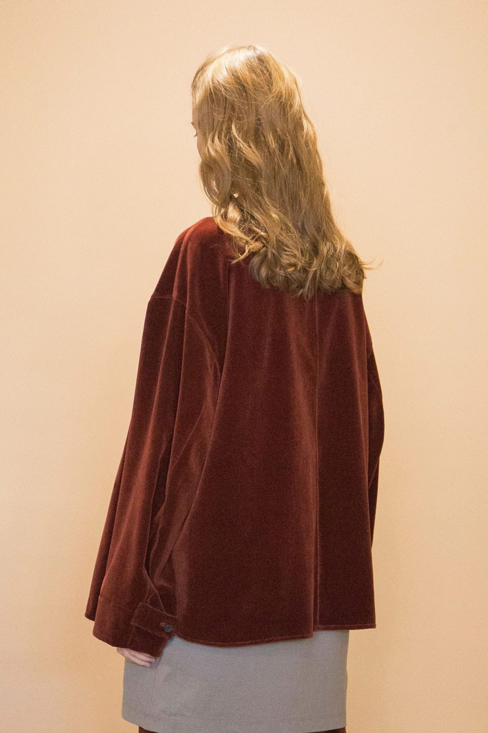 VELVET USED FINISH OVERSIZE SHIRT JACKET/ENJI