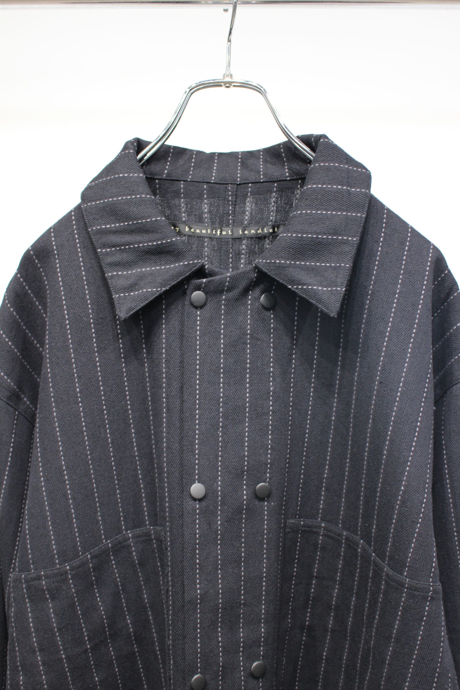DOBBYSTRIPE / HERRINGBONE COVERALL JACKET | BLACK | カバーオール