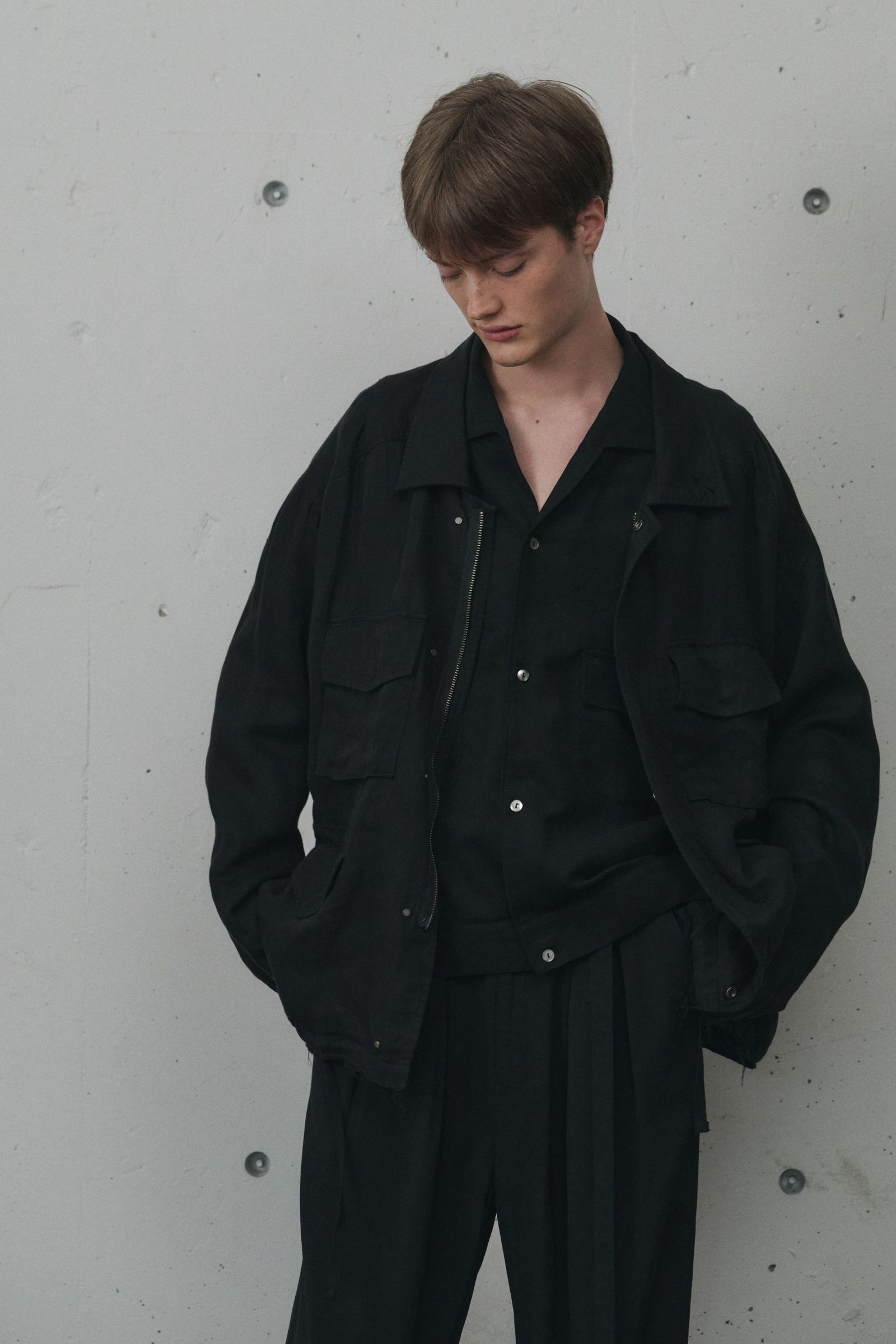100/S LINEN FIELD JACKET | BLACK | フィールドジャケット