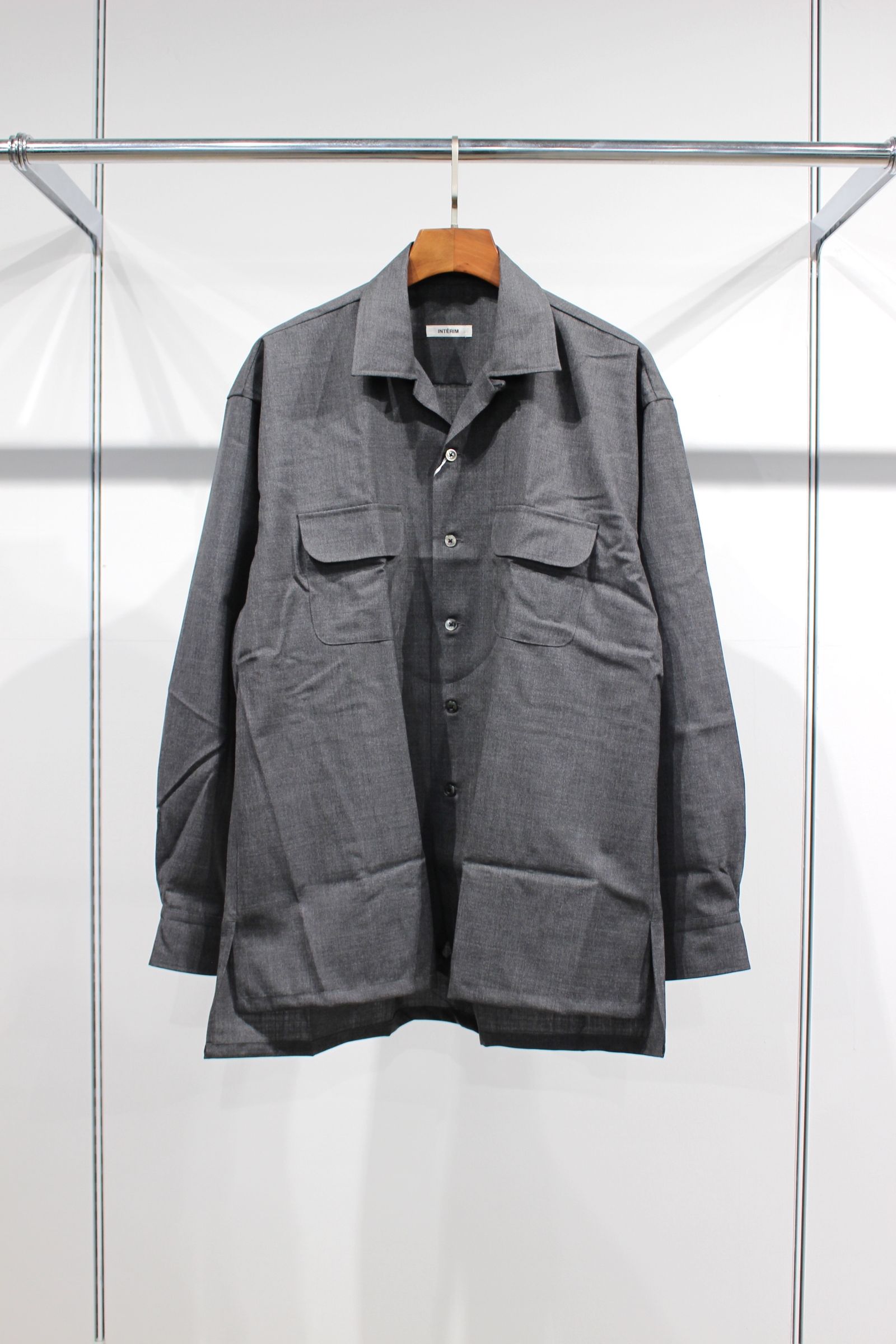 INTERIM - HYPER BIG RUSTIC TROPICAL OPEN COLLAR SHIRT/GRAY | NapsNote