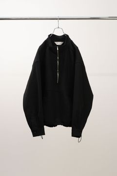 WOOL HALF ZIP PULL OVER SHIRT | BLACK | ハーフジップ