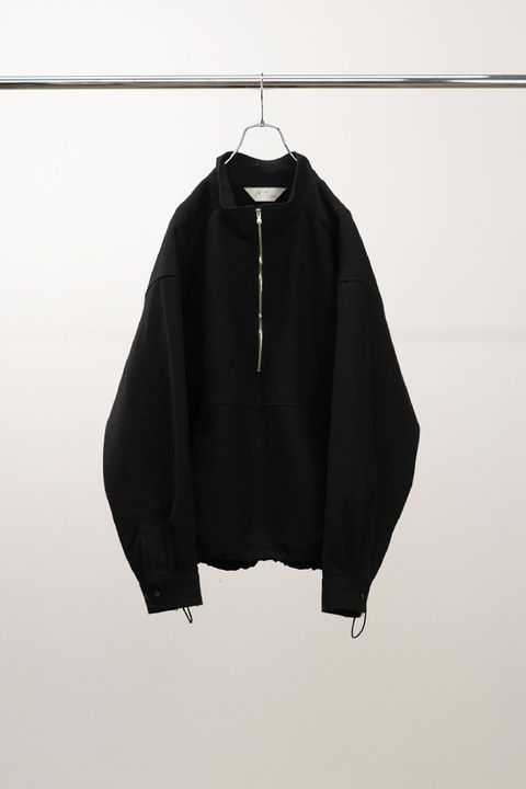 WOOL HALF ZIP PULL OVER SHIRT | BLACK | ハーフジップ