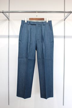SHUTTLE DENIM 1-TUCK BAGGY SLACKS/10oz BLUE