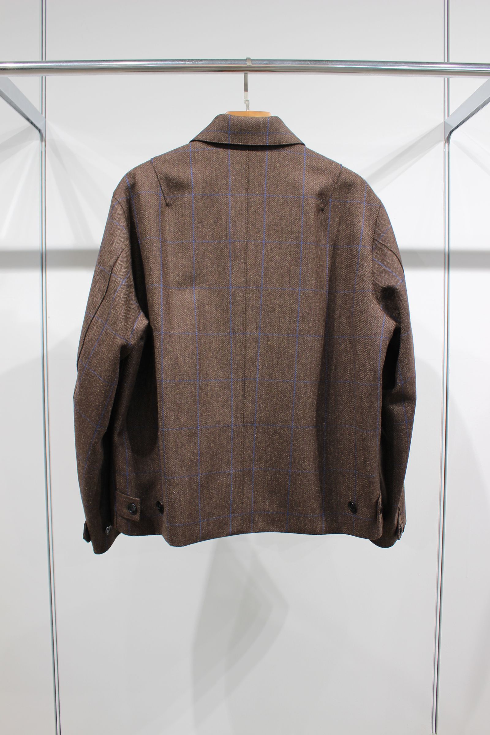 LOVAT TWEED HARRINGTON JACKET/D.BROWN-BLUE