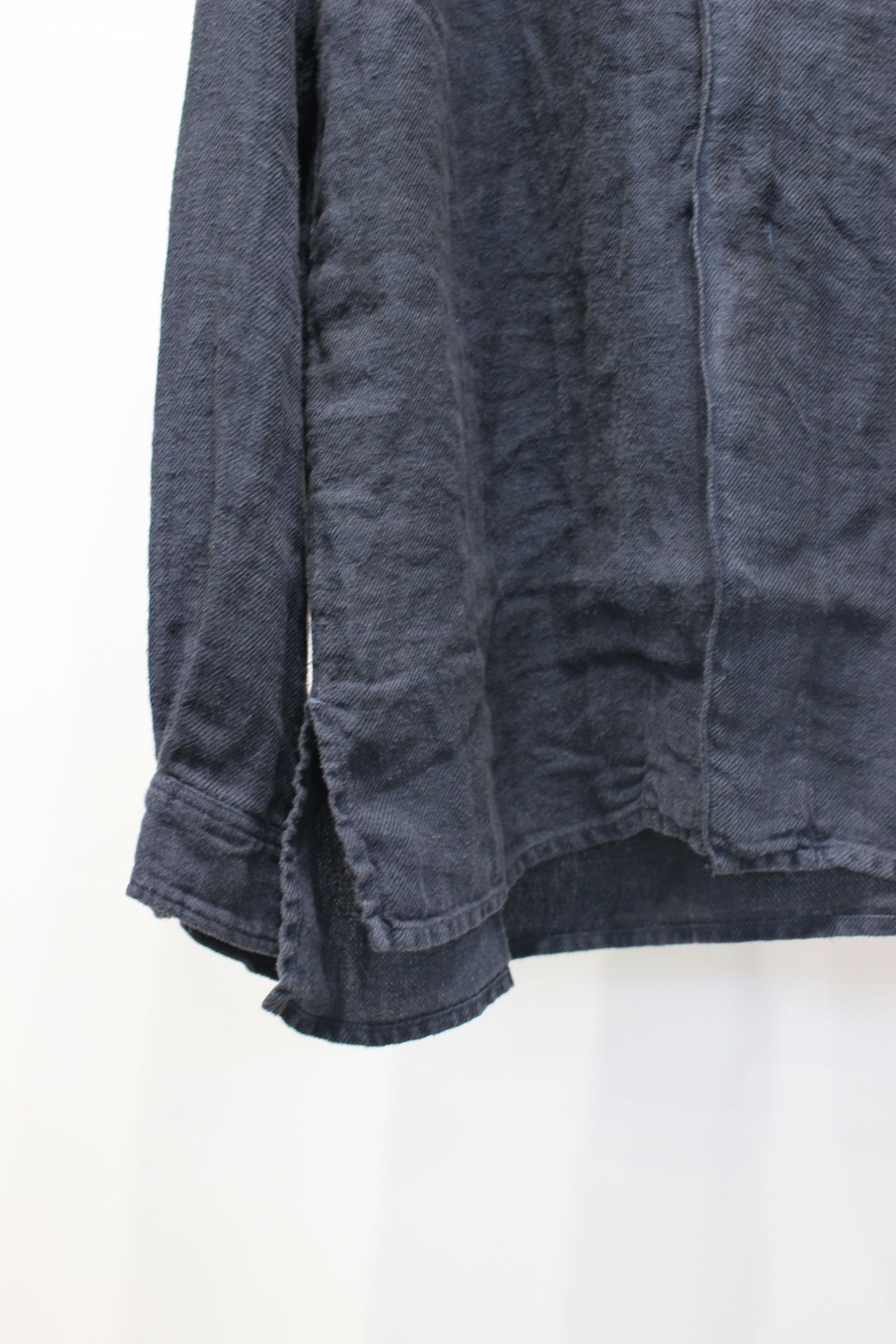 AGING LINEN CROSS-LINE SHIRT | NAVY | シャツ