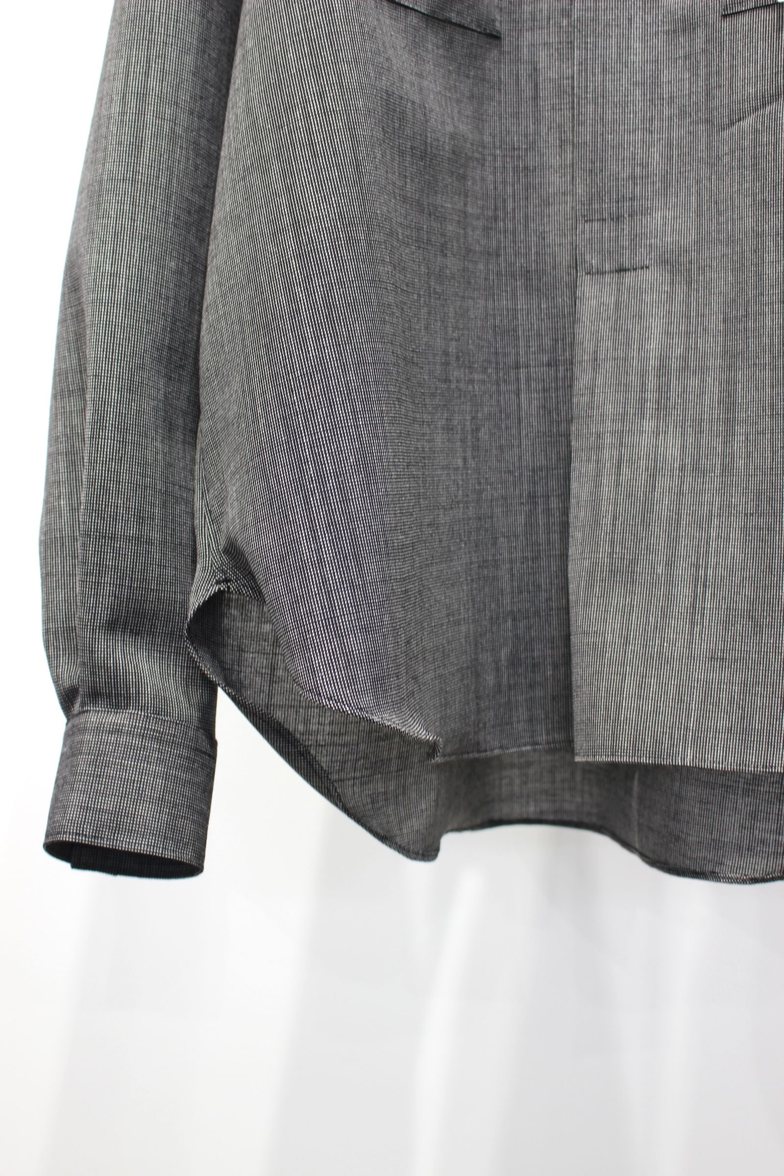 WOOL END-ON-END SUITING DEADSTOCK FABRIC SKIPPER SHIRT | BLACK | スキッパーシャツ
