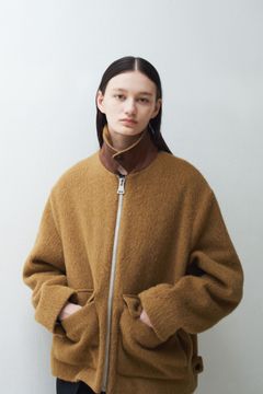 DOUBLE FACE HAIRY ALPACA WOOL SPORTS JACKET | CAMEL BEIGE | ジャケット