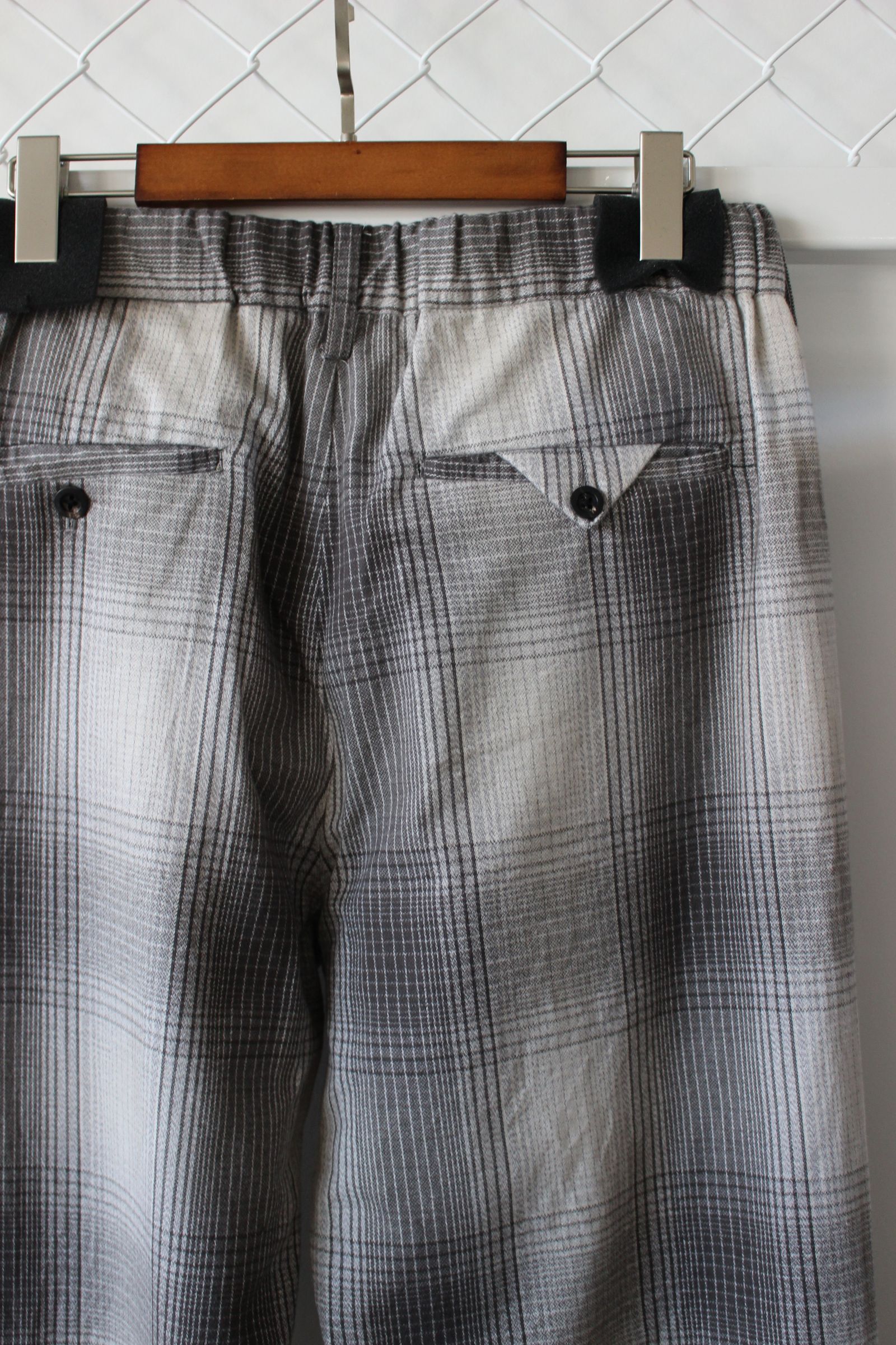 ANCELLM - [ラスト1点] FLANNEL CHECK EASY SLACKS PANTS/IVORY-BLACK