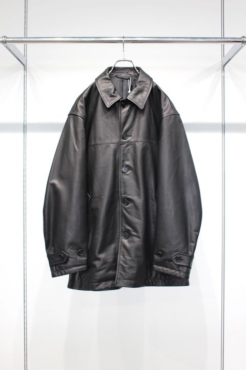 LEATHER CAR COAT | BLACK | レザーコート