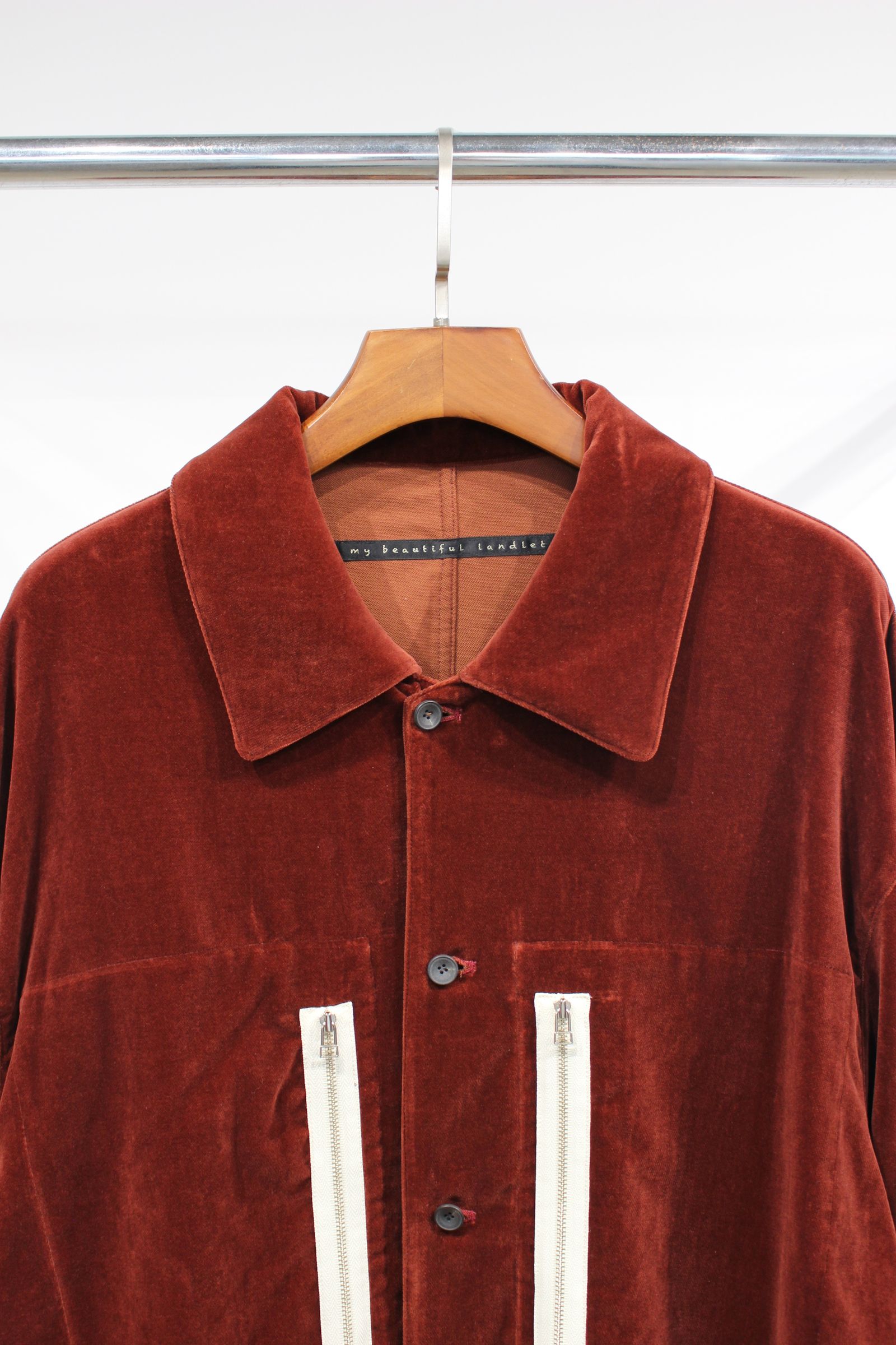 VELVET USED FINISH OVERSIZE SHIRT JACKET/ENJI