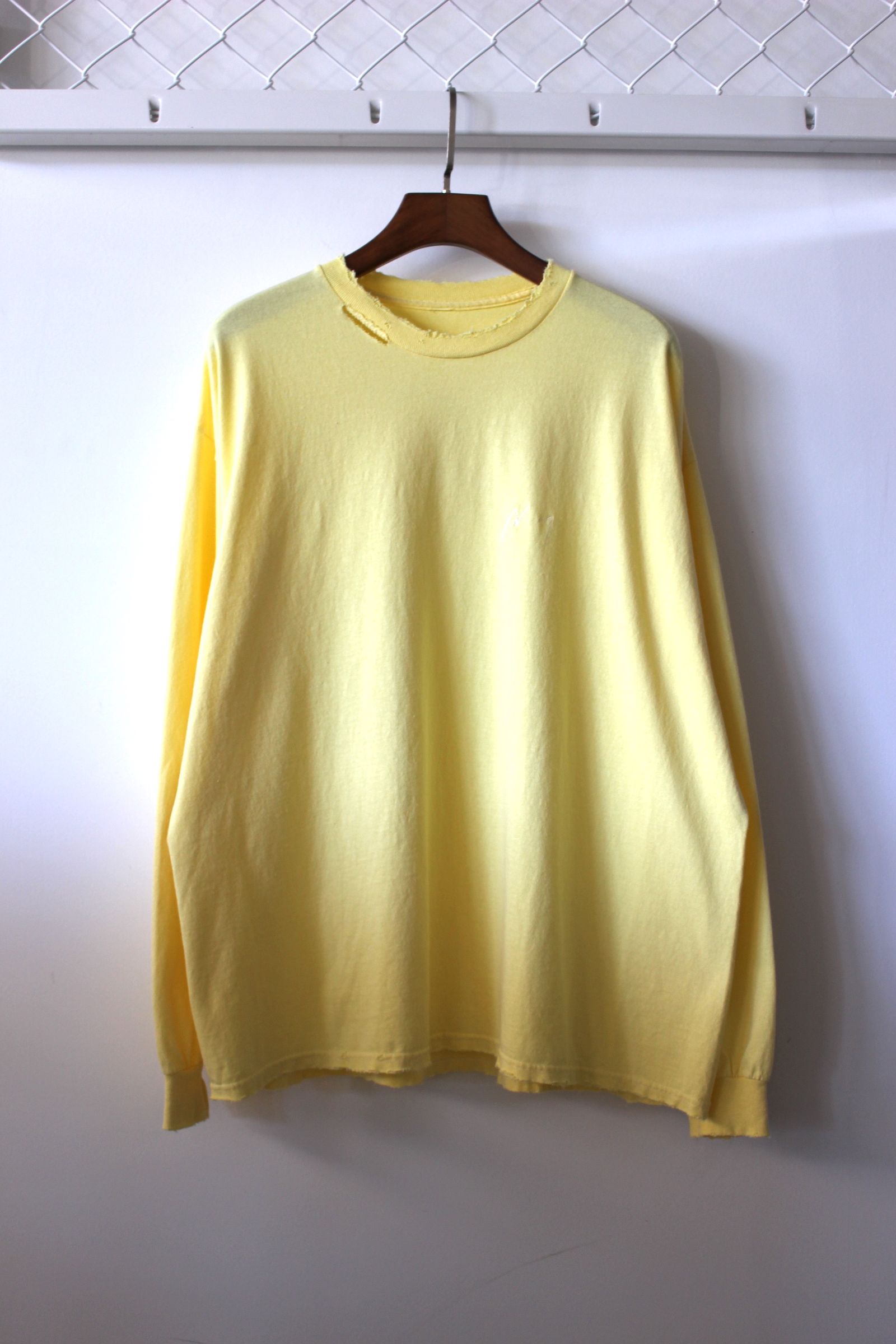 ANCELLM - DYED DAMEGE FLOWER PT LS T-SHIRT/YELLOW | NapsNote