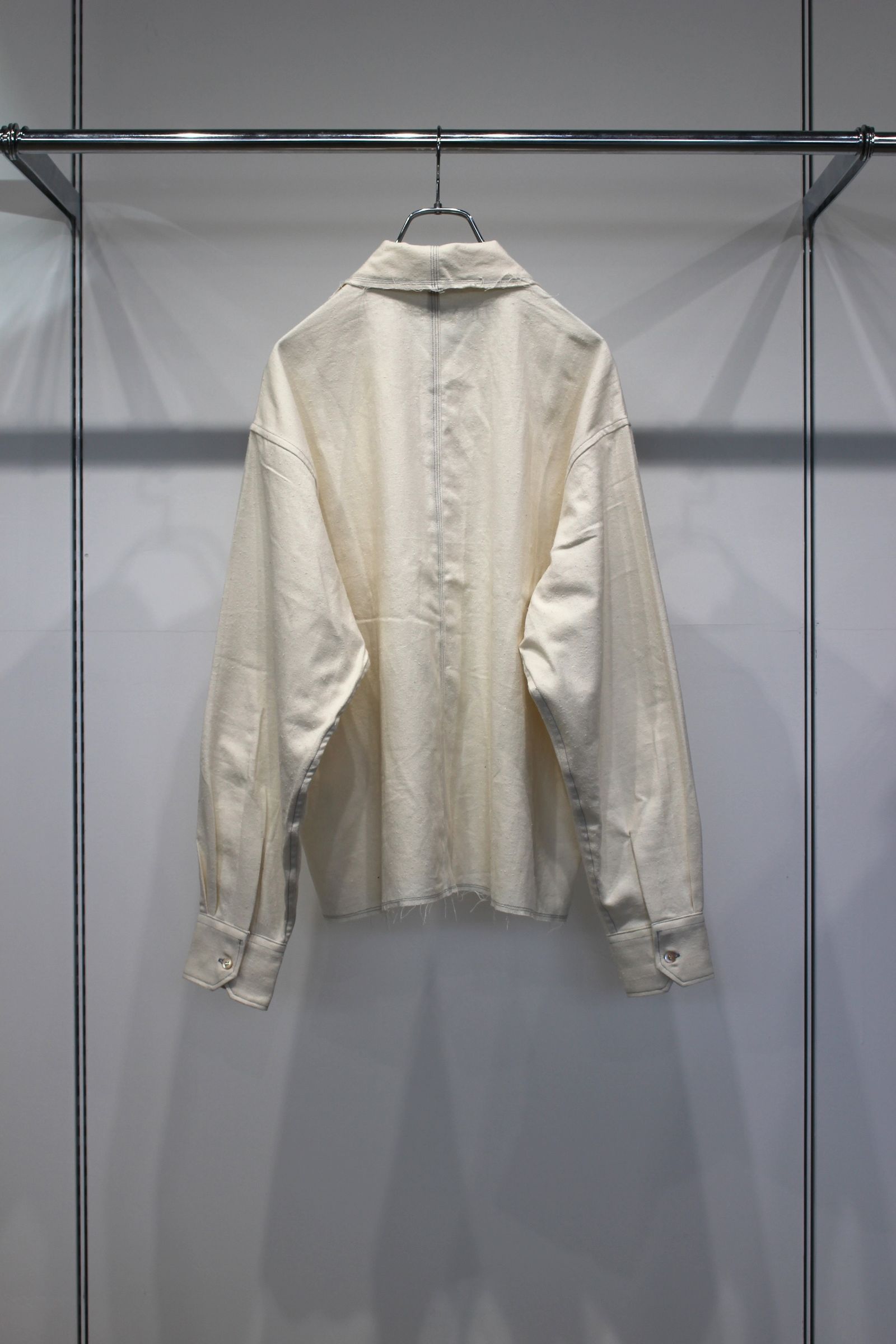 COTTON SILK CUT-OFF SHORT SHIRT | WHITE | ショートシャツ